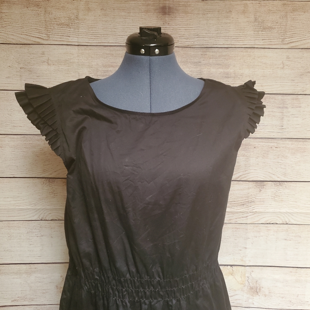 Little Black Dress Skater Mini Dress Plain Ruffle Elastic Waist - Picture 2 of 6